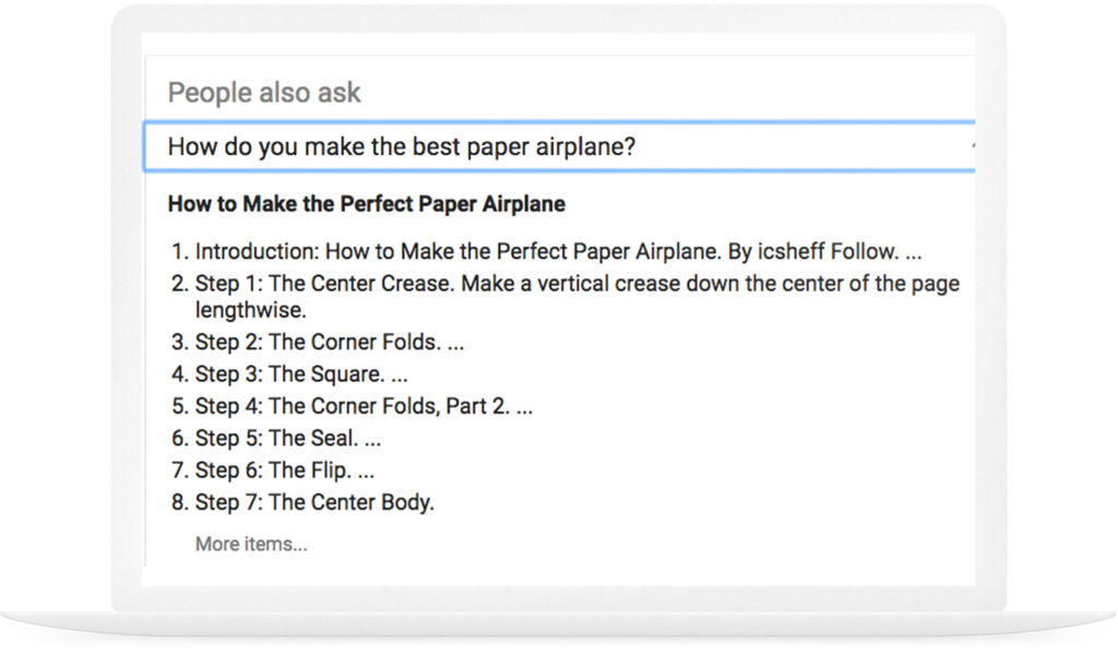 Example of Google answer box