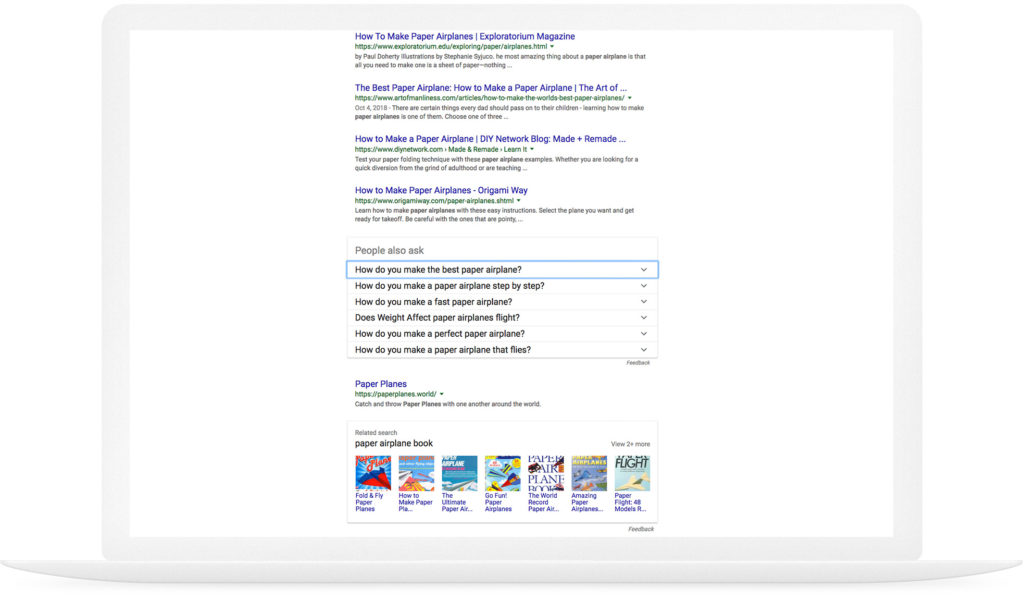 Example of Google as a landing page